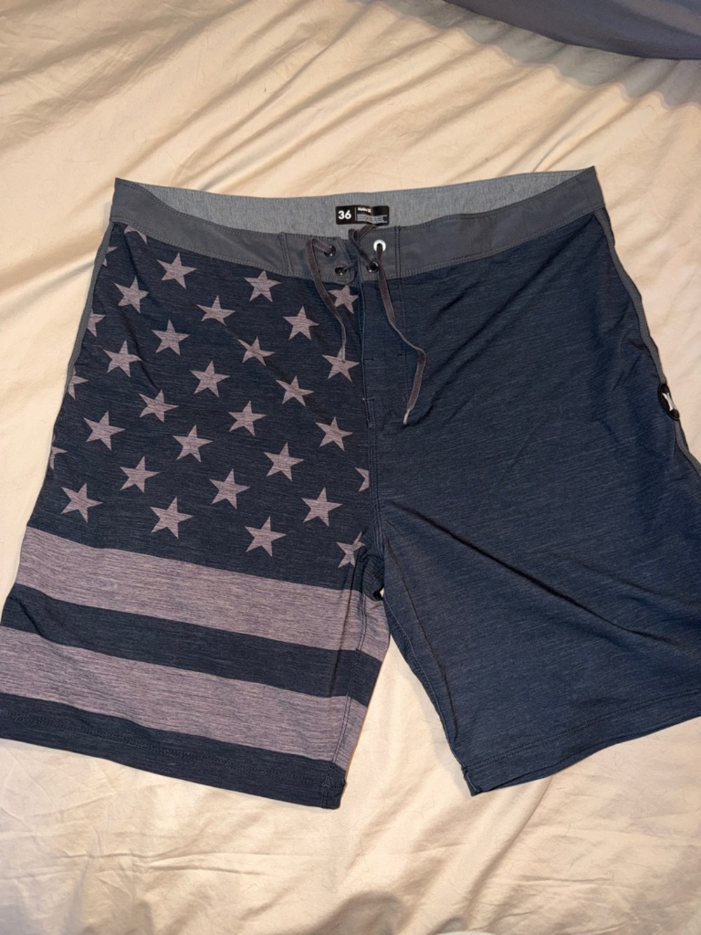 Hurley Navy and Gray American Flag Boardshorts